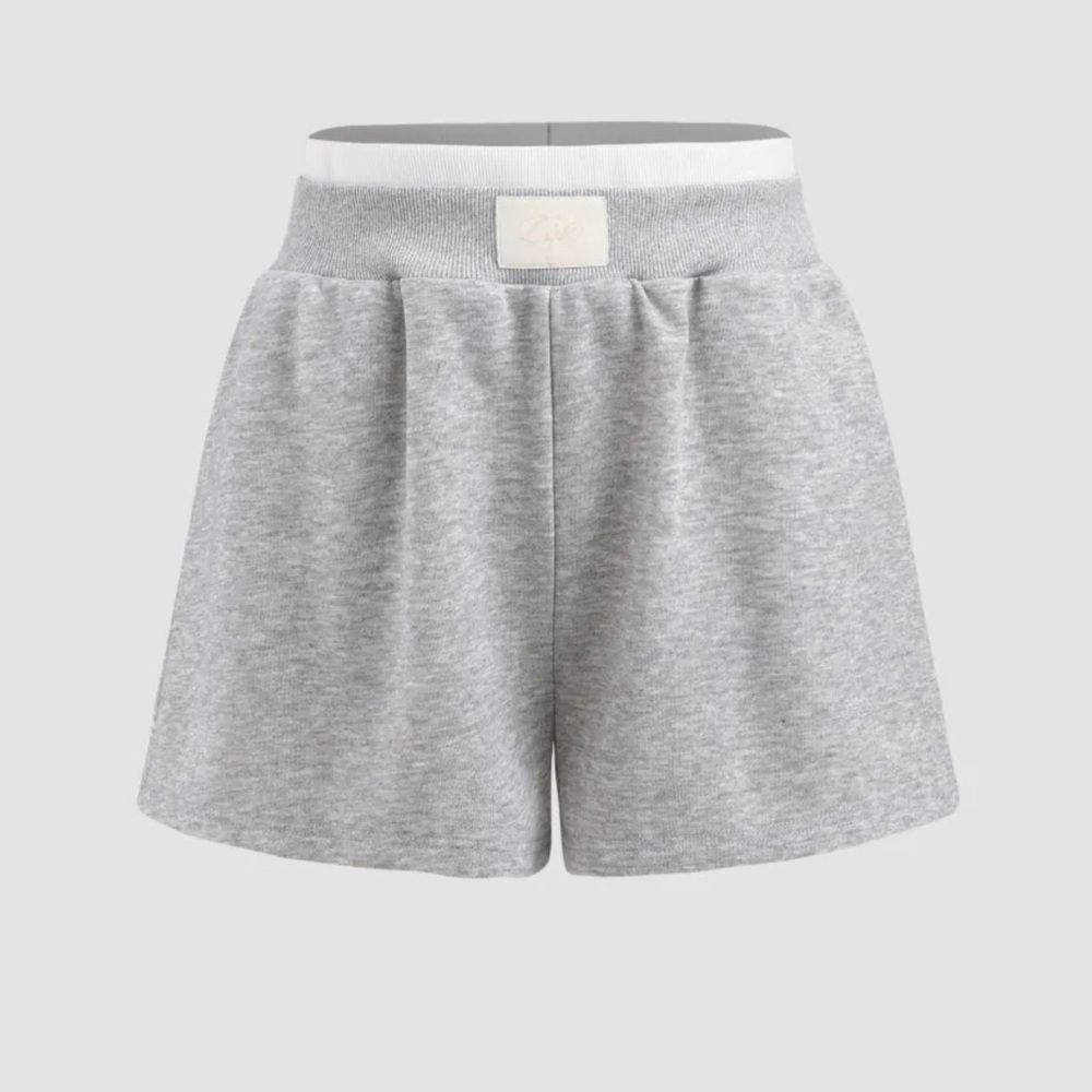 Terry mid waist solid pocket shorts